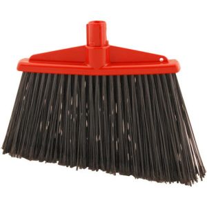 BROOM ANGLED RED W/FLAGGED BRISTLES